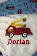 Personalized Tether Firetruck Blanket