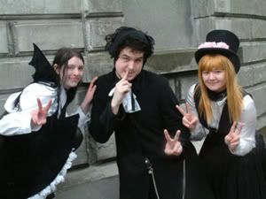  From right to left: Rai, Karl, and friend Lucy get their goth-loli on!