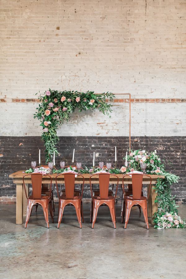  Modern Industrial Meets Rose Gold Romance Wedding Inspiration