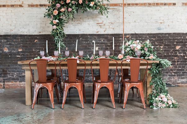  Modern Industrial Meets Rose Gold Romance Wedding Inspiration