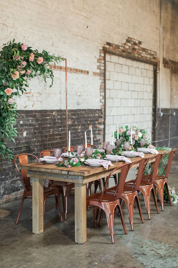  Modern Industrial Meets Rose Gold Romance Wedding Inspiration