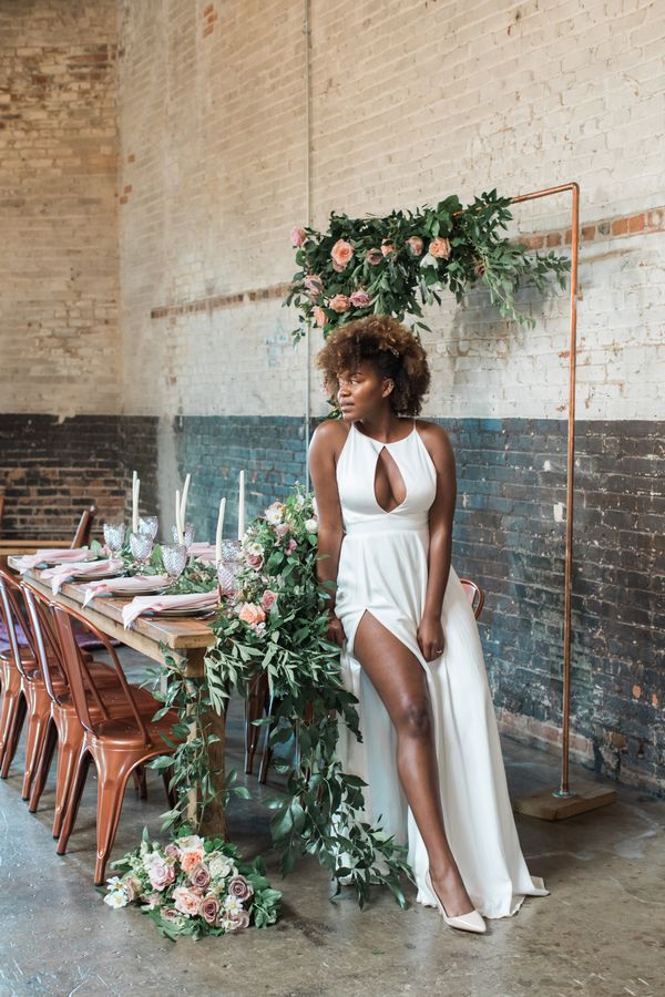  Modern Industrial Meets Rose Gold Romance Wedding Inspiration