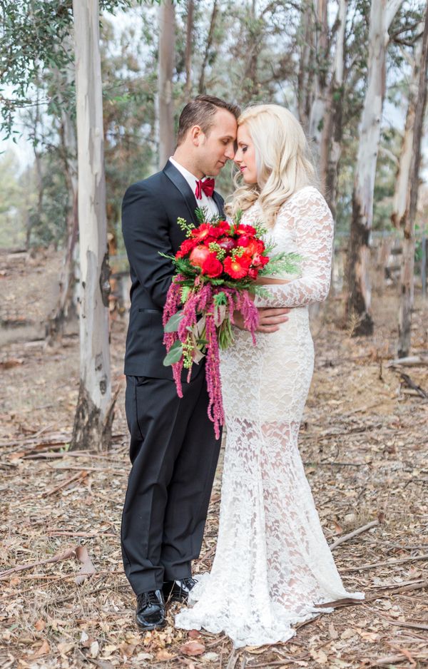  A Winter Elopement with Rich Red Tones & Gold