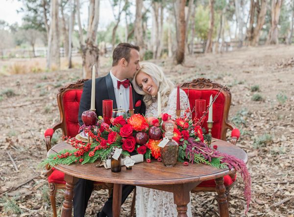  A Winter Elopement with Rich Red Tones & Gold