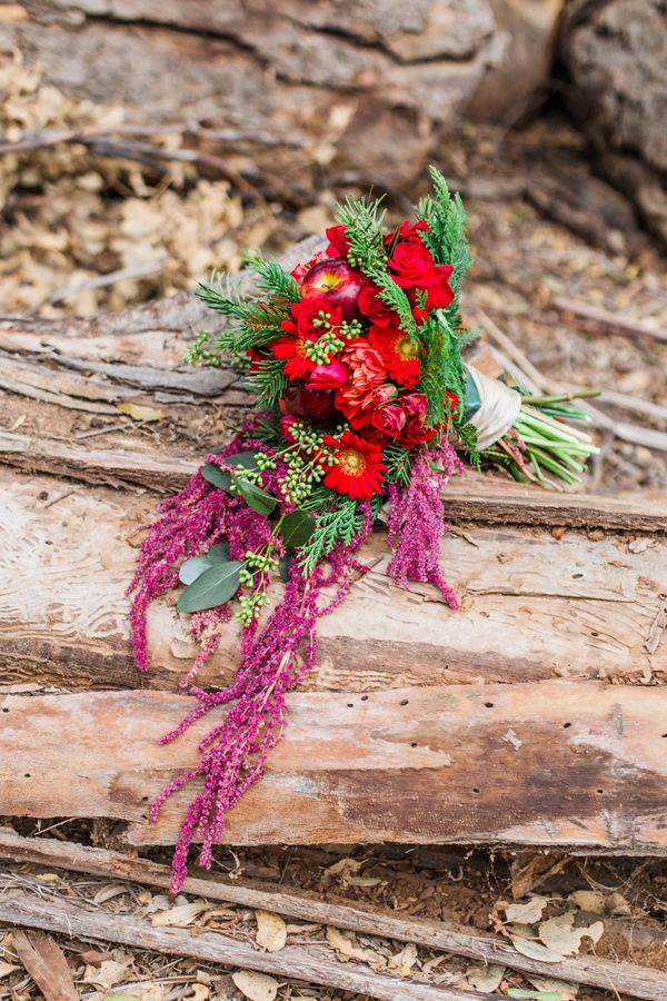  A Winter Elopement with Rich Red Tones & Gold