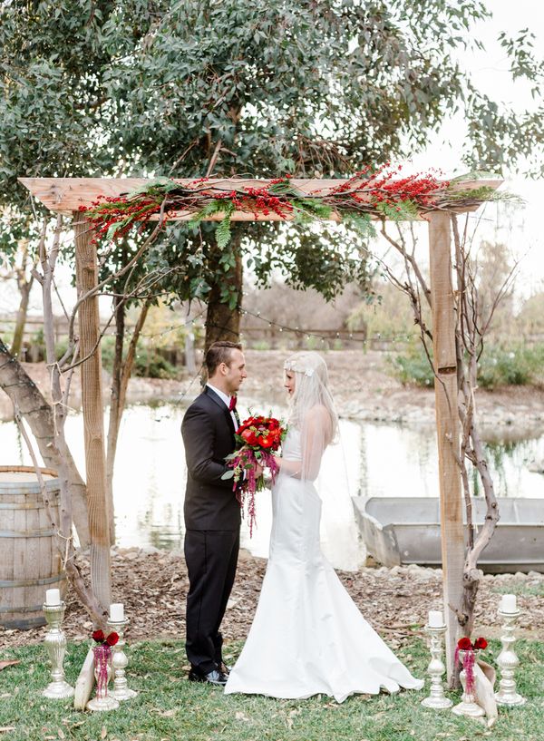  A Winter Elopement with Rich Red Tones & Gold