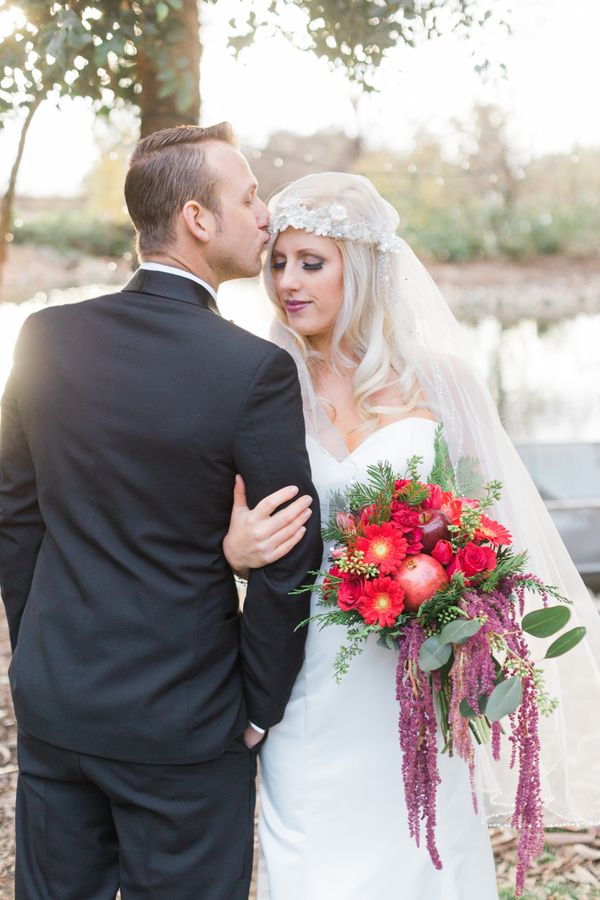  A Winter Elopement with Rich Red Tones & Gold