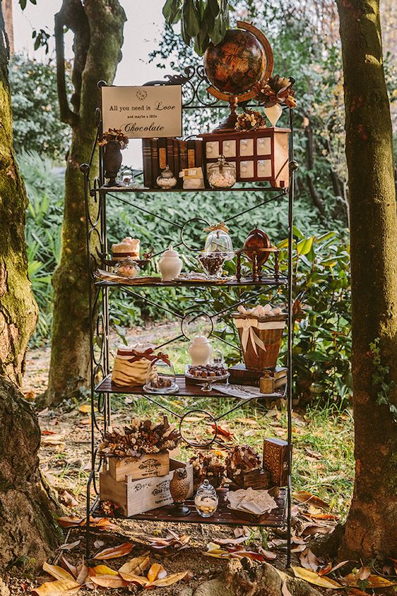  Chocolate & Antique Books Inspired Style Shoot