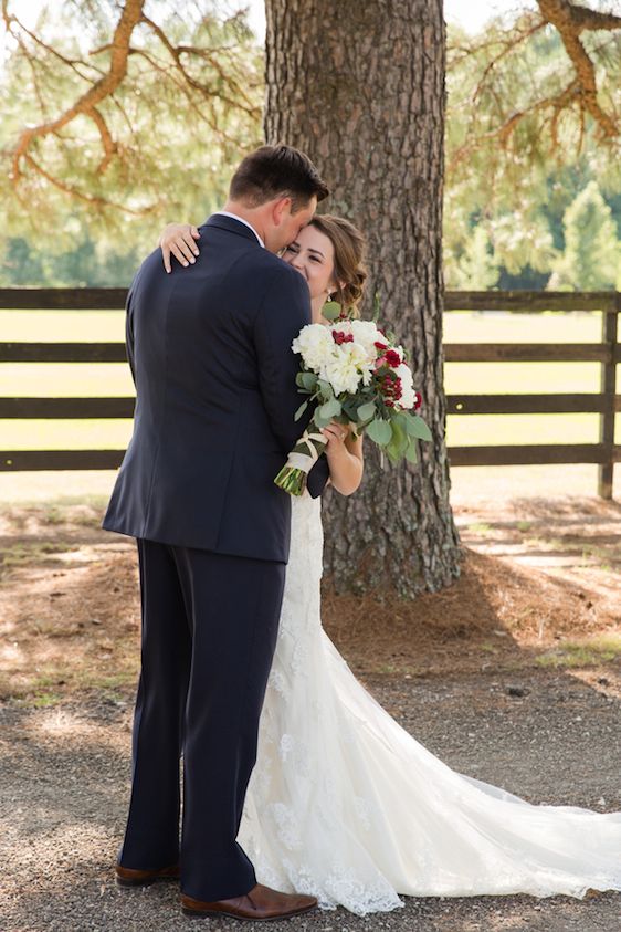  Woodland Chapel Wedding with Cranberry & Lace