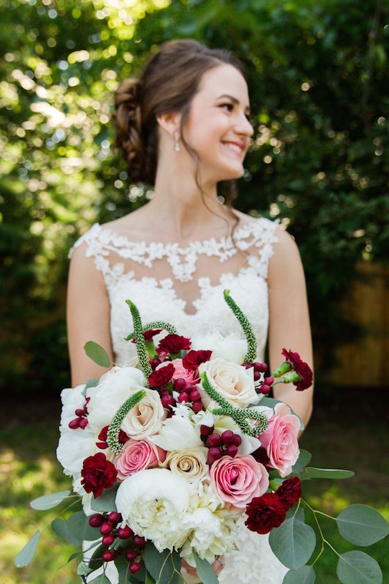  Woodland Chapel Wedding with Cranberry & Lace