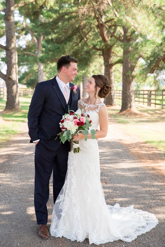  Woodland Chapel Wedding with Cranberry & Lace