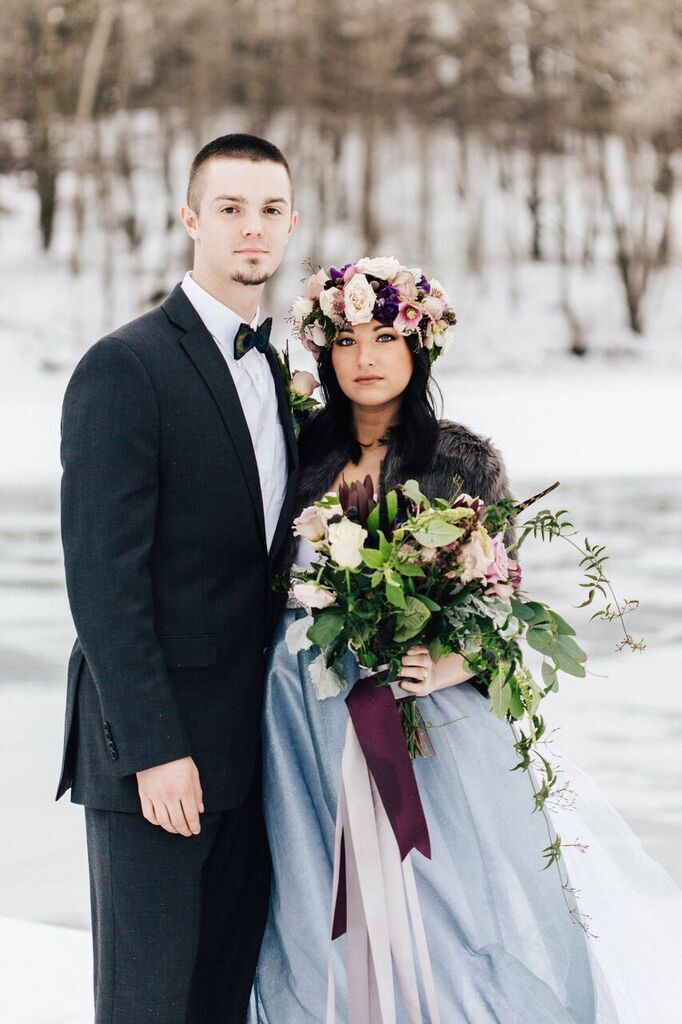  Snowy Bridals with Dusty Blues & Smoky Gray