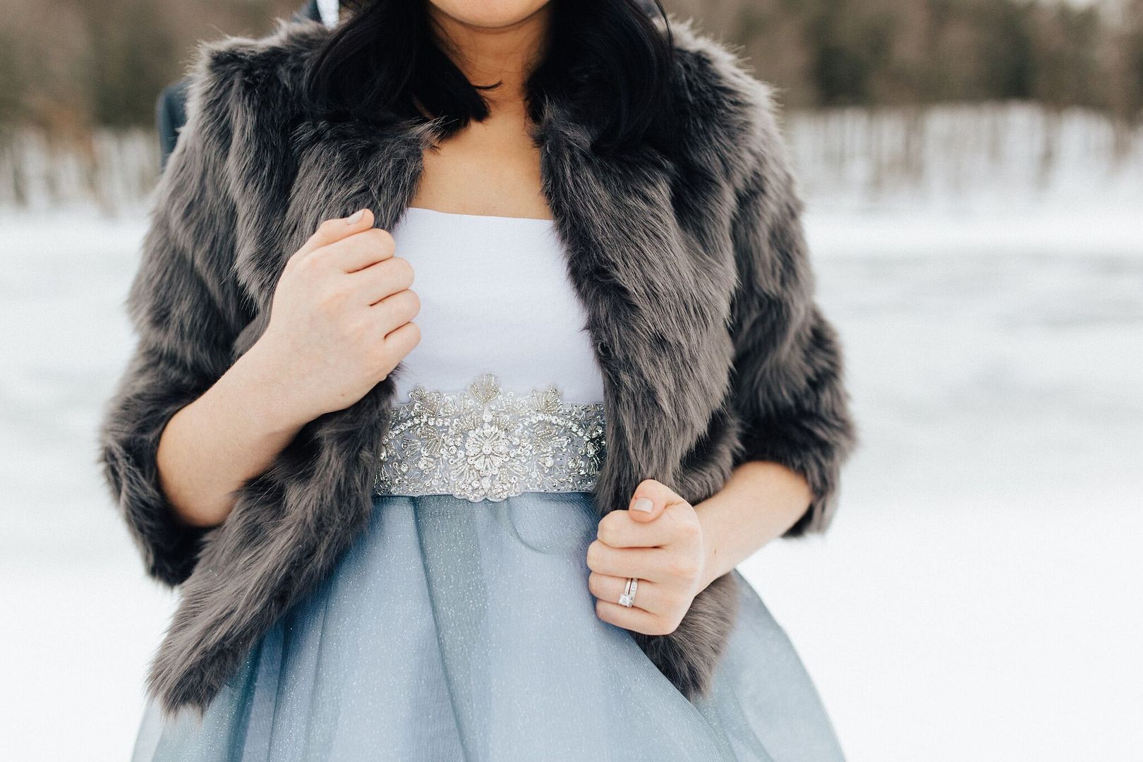  Snowy Bridals with Dusty Blues & Smoky Gray