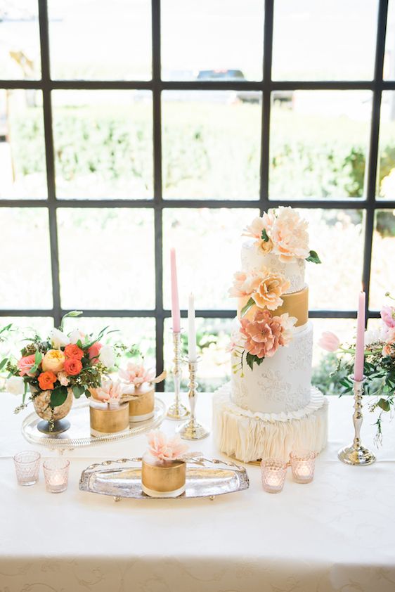  Garden Inspired Bridals with Pops of Pink + Hints of Gold, L'Estelle Photography, Vintage Meant for Rent, Infinity Luxury Linens + Decor, Full Bloom Flowers, Hello Sunshine Cake Studio