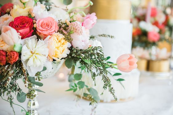  Garden Inspired Bridals with Pops of Pink + Hints of Gold, L'Estelle Photography, Vintage Meant for Rent, Infinity Luxury Linens + Decor, Full Bloom Flowers, Hello Sunshine Cake Studio