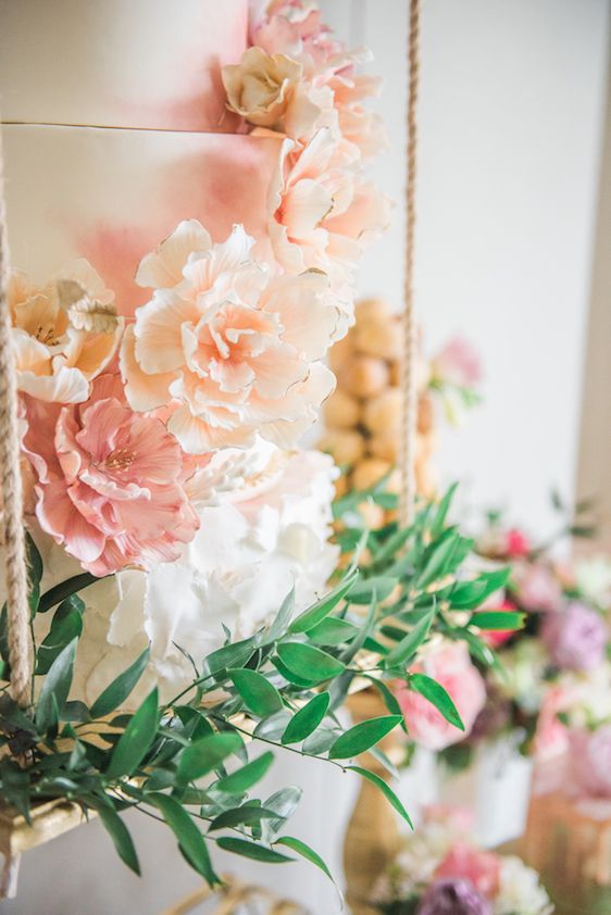  A Darling Dessert Display for a 1st Birthday with gorgeous captures by L'Estelle Photography, florals by Bootah Jardin Flowers and Desserts by Hello Sunshine Cake Studio