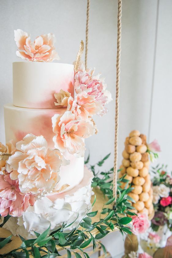  A Darling Dessert Display for a 1st Birthday with gorgeous captures by L'Estelle Photography, florals by Bootah Jardin Flowers and Desserts by Hello Sunshine Cake Studio