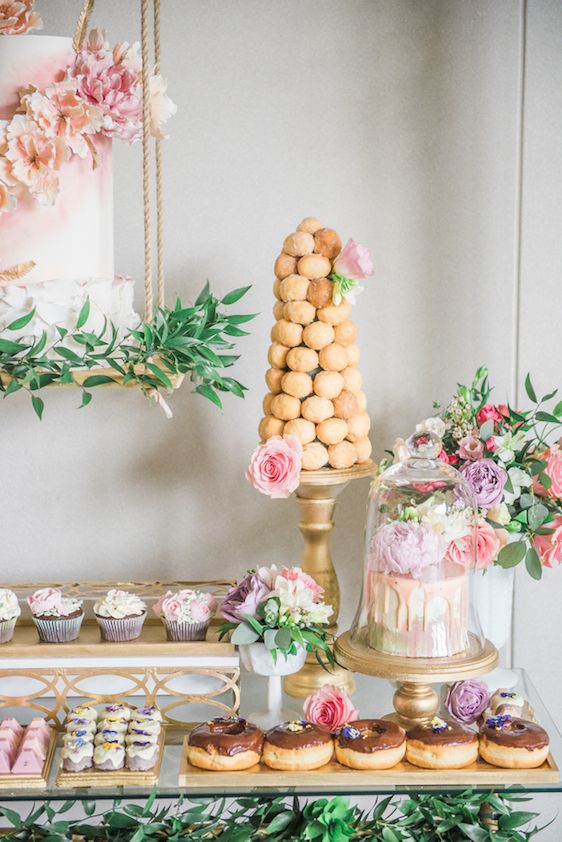  A Darling Dessert Display for a 1st Birthday with gorgeous captures by L'Estelle Photography, florals by Bootah Jardin Flowers and Desserts by Hello Sunshine Cake Studio