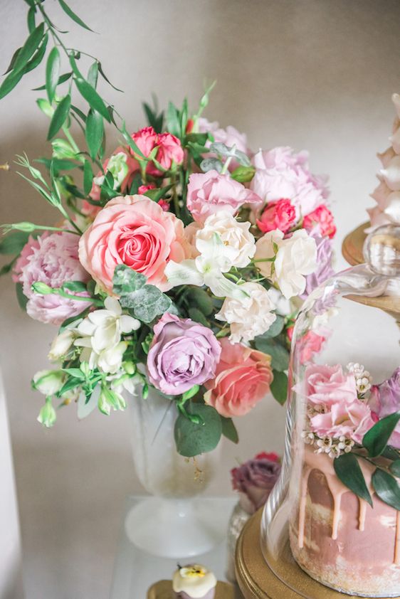  A Darling Dessert Display for a 1st Birthday with gorgeous captures by L'Estelle Photography, florals by Bootah Jardin Flowers and Desserts by Hello Sunshine Cake Studio