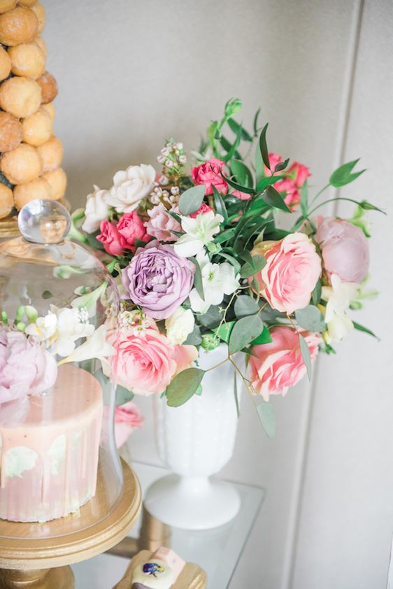  A Darling Dessert Display for a 1st Birthday with gorgeous captures by L'Estelle Photography, florals by Bootah Jardin Flowers and Desserts by Hello Sunshine Cake Studio