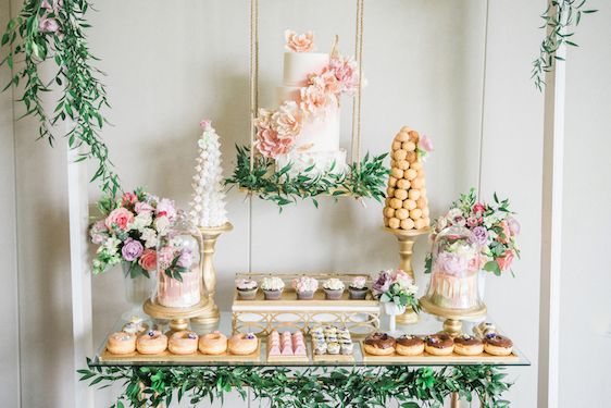  A Darling Dessert Display for a 1st Birthday with gorgeous captures by L'Estelle Photography, florals by Bootah Jardin Flowers and Desserts by Hello Sunshine Cake Studio