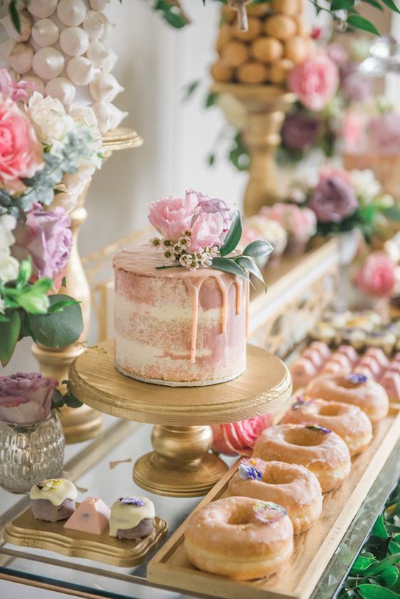  A Darling Dessert Display for a 1st Birthday with gorgeous captures by L'Estelle Photography, florals by Bootah Jardin Flowers and Desserts by Hello Sunshine Cake Studio