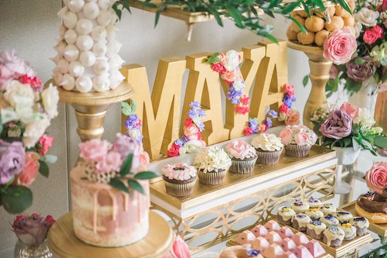  A Darling Dessert Display for a 1st Birthday with gorgeous captures by L'Estelle Photography, florals by Bootah Jardin Flowers and Desserts by Hello Sunshine Cake Studio