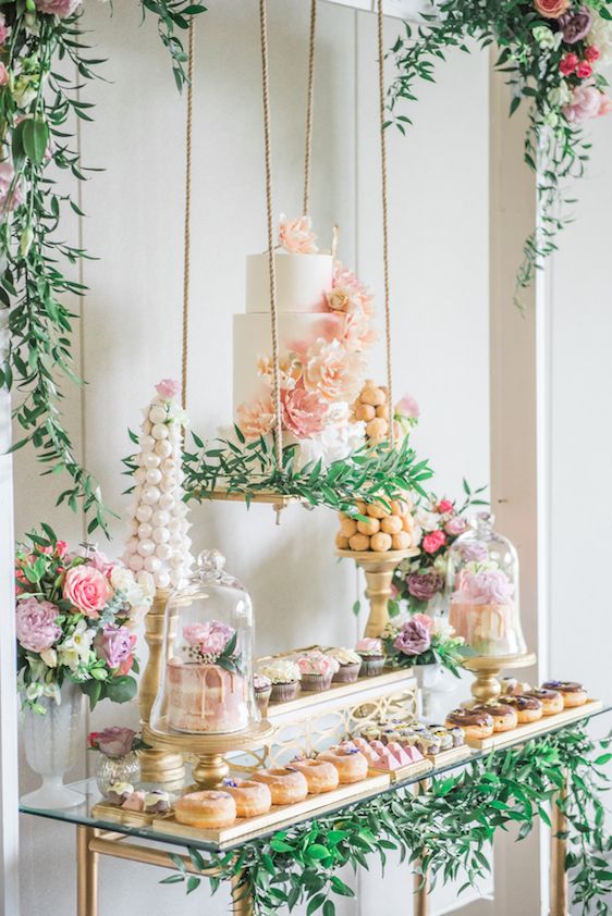  A Darling Dessert Display for a 1st Birthday with gorgeous captures by L'Estelle Photography, florals by Bootah Jardin Flowers and Desserts by Hello Sunshine Cake Studio