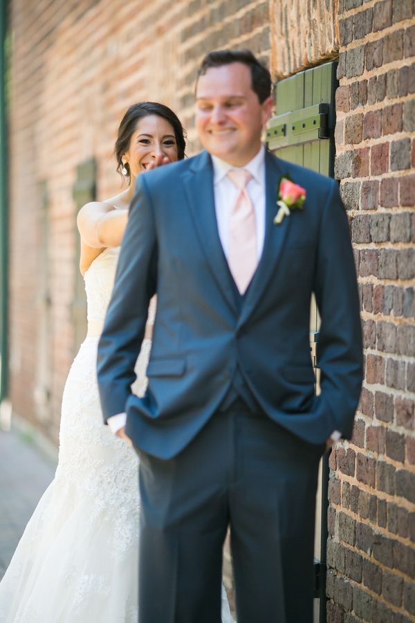  Coral and Gold Georgia Real Wedding