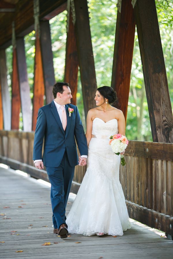  Coral and Gold Georgia Real Wedding