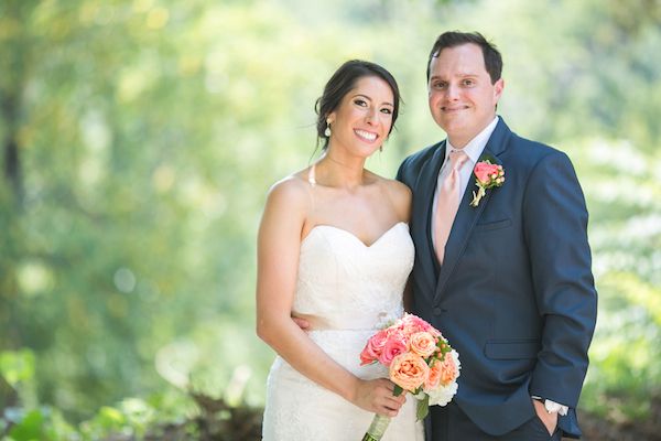  Coral and Gold Georgia Real Wedding