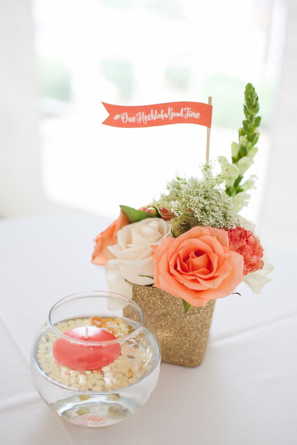  Coral and Gold Georgia Real Wedding