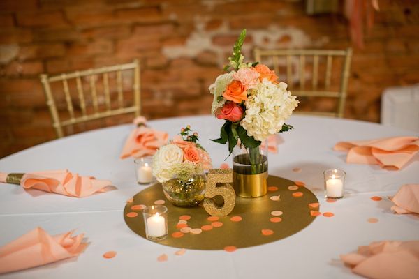  Coral and Gold Georgia Real Wedding