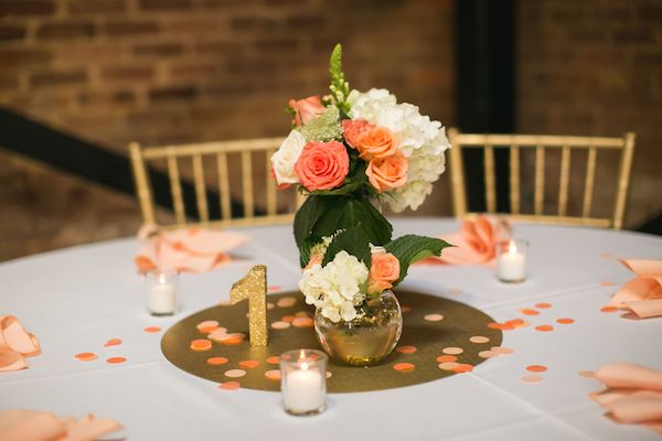  Coral and Gold Georgia Real Wedding