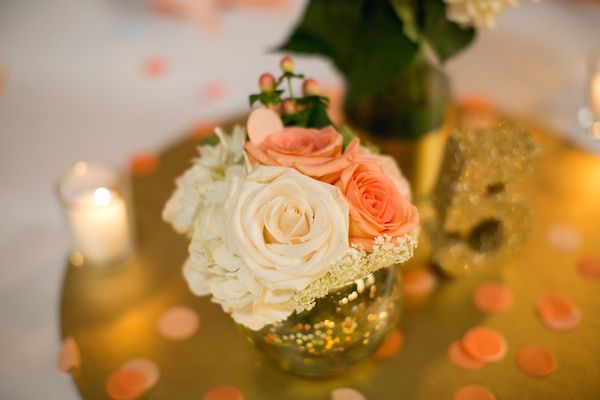  Coral and Gold Georgia Real Wedding