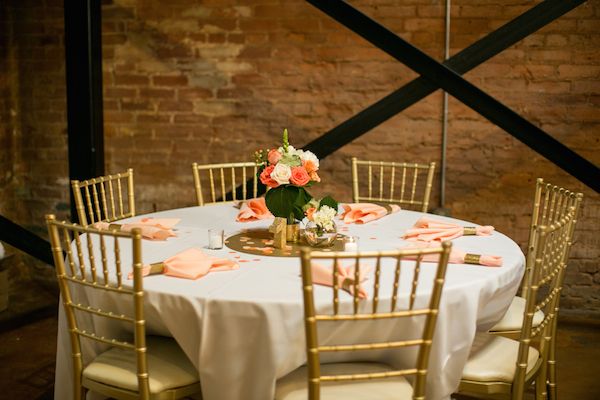  Coral and Gold Georgia Real Wedding