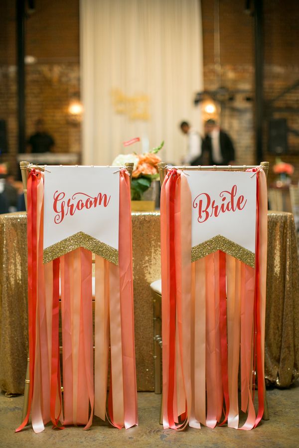  Coral and Gold Georgia Real Wedding