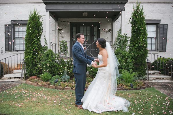  Coral and Gold Georgia Real Wedding