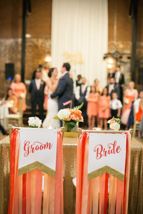  Coral and Gold Georgia Real Wedding