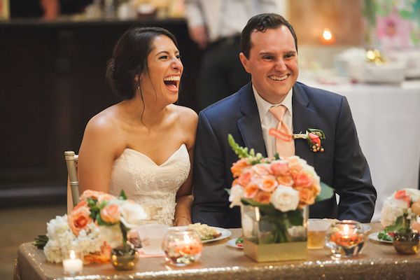  Coral and Gold Georgia Real Wedding