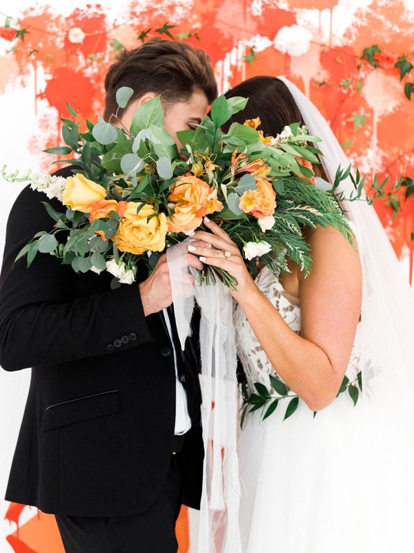  Bright Orange Art Gallery Wedding Inspiration