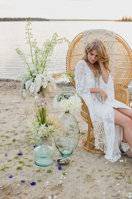  Bohemian Beach Wedding Inspiration, Kristin Zabos Photography, Event Design by Jenelle Jamani of Special Event Rentals, Florals by FaBLOOMosity