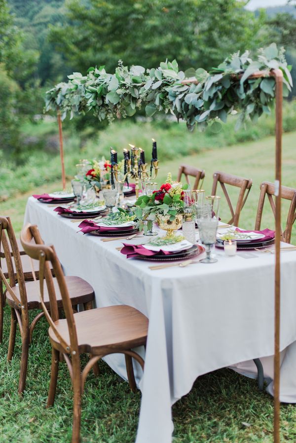  Romantic Lakeside Wedding Inspo in Burgundy & Gold