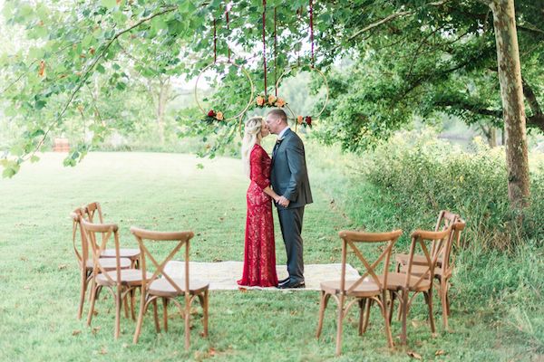  Romantic Lakeside Wedding Inspo in Burgundy & Gold