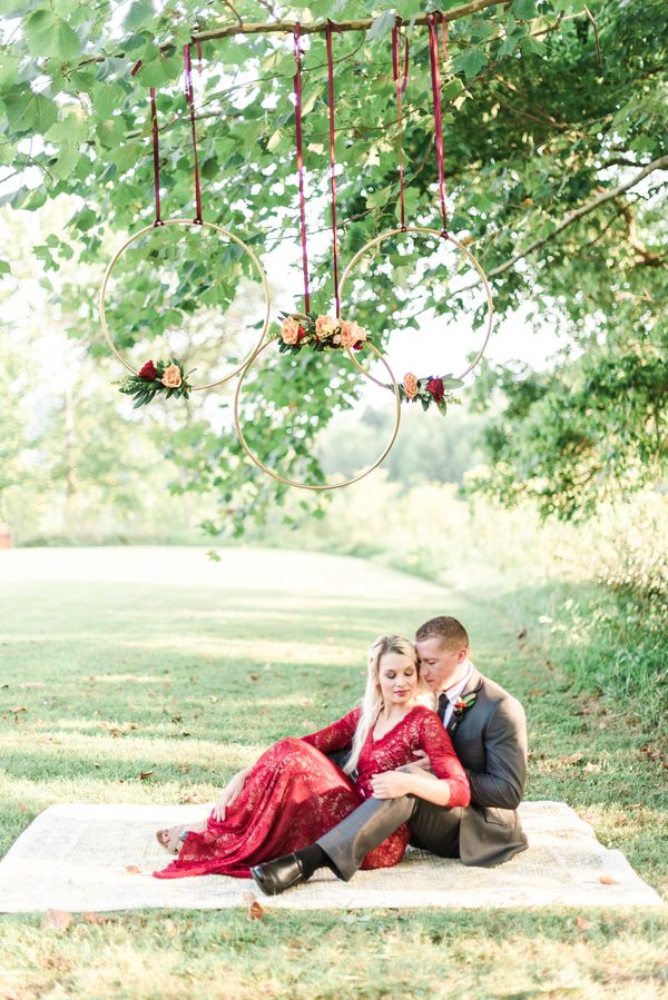  Romantic Lakeside Wedding Inspo in Burgundy & Gold