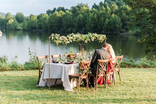  Romantic Lakeside Wedding Inspo in Burgundy & Gold