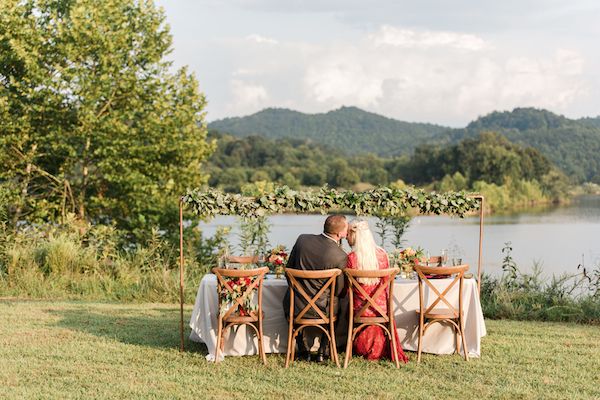  Romantic Lakeside Wedding Inspo in Burgundy & Gold