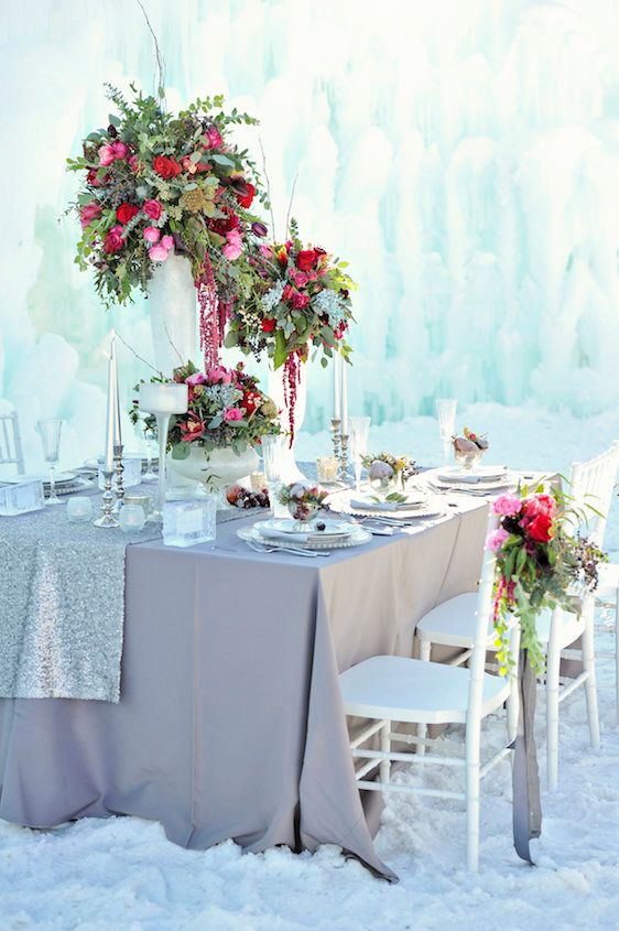 Ice Castle Wedding Inspiration in Midway Utah, Allichelle Photography, Event Design and Planning by Leslie Dawn Events, Floral Design by Sax Romney
