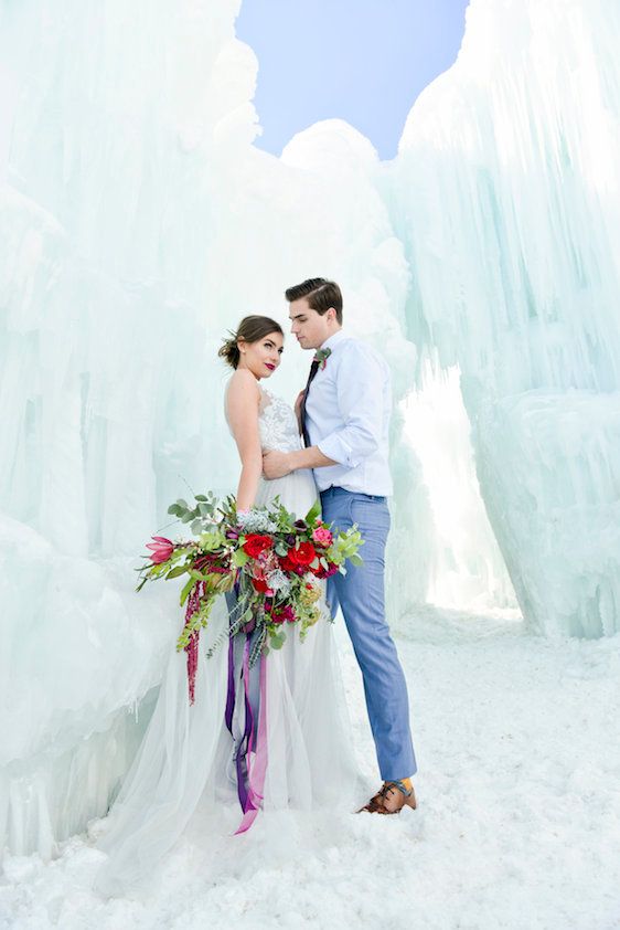 Ice Castle Wedding Inspiration in Midway Utah, Allichelle Photography, Event Design and Planning by Leslie Dawn Events, Floral Design by Sax Romney