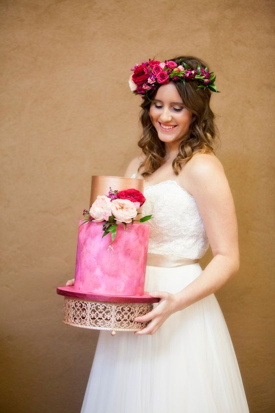 Modern Copper and Fuchsia Wedding Ideas! Kellie Michelle Photography, Abby Mitchell Events